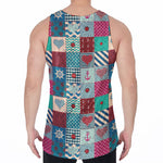 Retro Nautical Patchwork Pattern Print Men's Velvet Tank Top