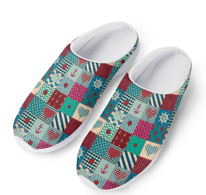 Retro Nautical Patchwork Pattern Print Mesh Casual Shoes