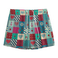 Retro Nautical Patchwork Pattern Print Mesh Shorts