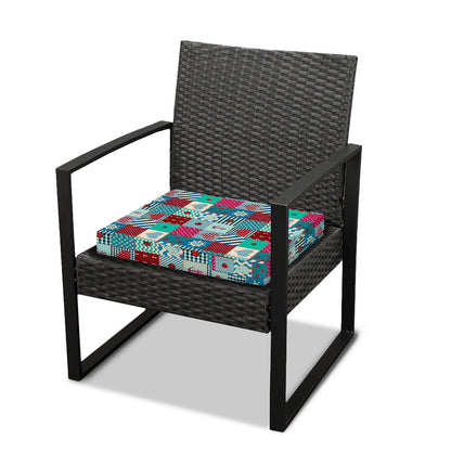 Retro Nautical Patchwork Pattern Print Outdoor Seat Cushion Cover
