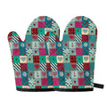Retro Nautical Patchwork Pattern Print Oven Mitts