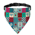 Retro Nautical Patchwork Pattern Print Over The Collar Dog Bandana