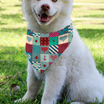 Retro Nautical Patchwork Pattern Print Over The Collar Dog Bandana
