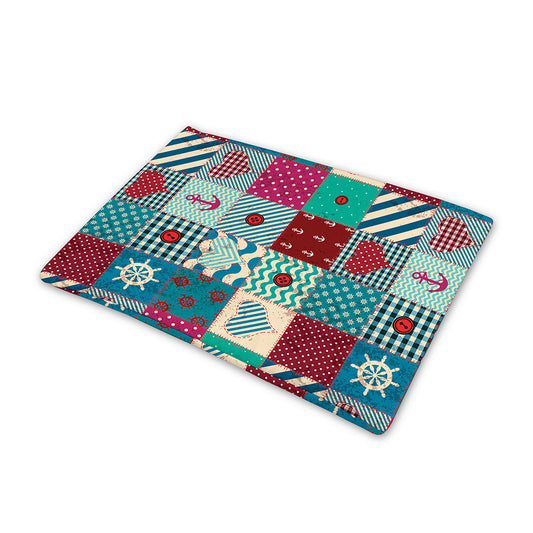 Retro Nautical Patchwork Pattern Print Pet Cooling Mat Cover