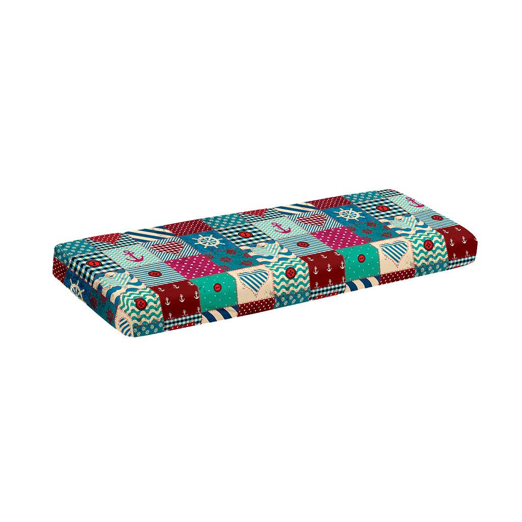 Retro Nautical Patchwork Pattern Print Piano Keyboard Cover