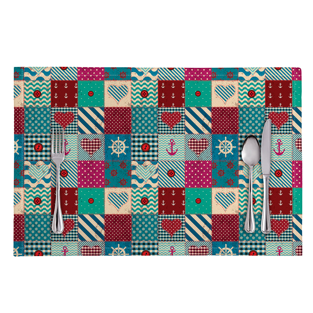 Retro Nautical Patchwork Pattern Print Placemat
