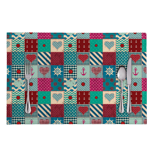 Retro Nautical Patchwork Pattern Print Placemat