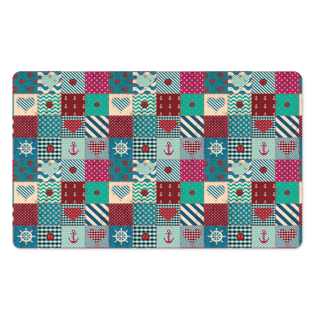 Retro Nautical Patchwork Pattern Print Polyester Doormat