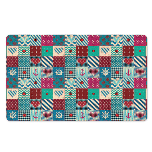 Retro Nautical Patchwork Pattern Print Polyester Doormat
