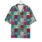 Retro Nautical Patchwork Pattern Print Rayon Hawaiian Shirt