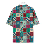 Retro Nautical Patchwork Pattern Print Rayon Hawaiian Shirt