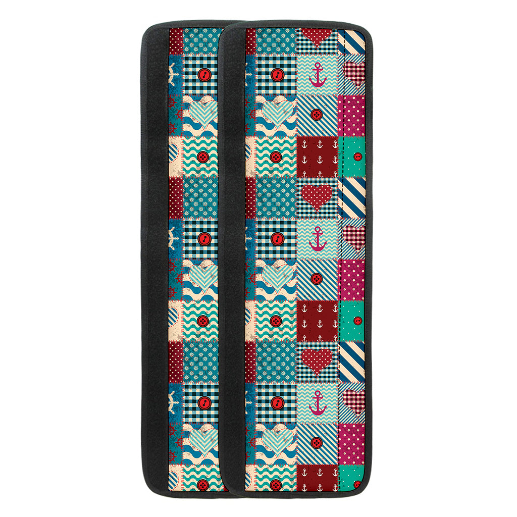 Retro Nautical Patchwork Pattern Print Refrigerator Handle Covers