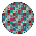 Retro Nautical Patchwork Pattern Print Round Floor Mat