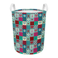 Retro Nautical Patchwork Pattern Print Round Laundry Basket