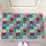 Retro Nautical Patchwork Pattern Print Rubber Doormat