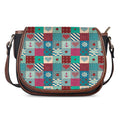 Retro Nautical Patchwork Pattern Print Saddle Bag