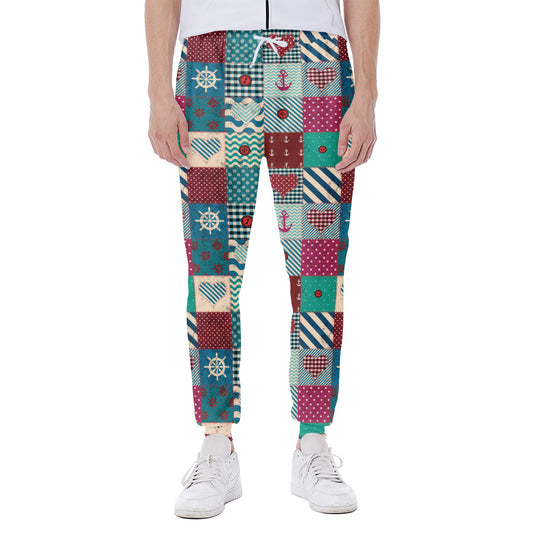 Retro Nautical Patchwork Pattern Print Scuba Joggers