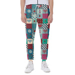 Retro Nautical Patchwork Pattern Print Scuba Joggers