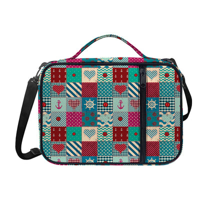 Retro Nautical Patchwork Pattern Print Shoulder Strap Bible Bag