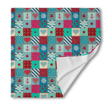 Retro Nautical Patchwork Pattern Print Silk Bandana