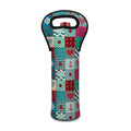 Retro Nautical Patchwork Pattern Print Single Neoprene Wine Tote
