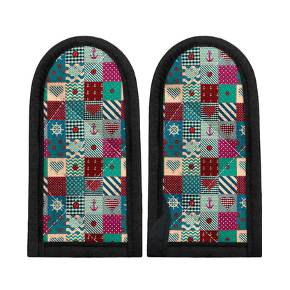 Retro Nautical Patchwork Pattern Print Skillet Handle Cover