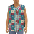 Retro Nautical Patchwork Pattern Print Sleeveless Baseball Jersey