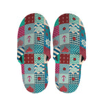 Retro Nautical Patchwork Pattern Print Slippers