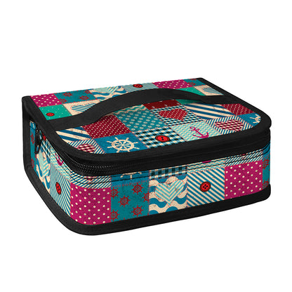 Retro Nautical Patchwork Pattern Print Small Lunch Bag