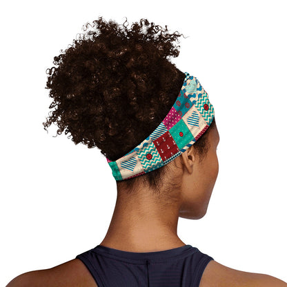 Retro Nautical Patchwork Pattern Print Sports Headband