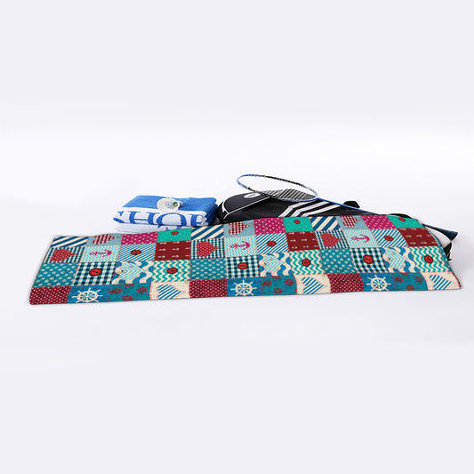 Retro Nautical Patchwork Pattern Print Sports Towel