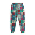 Retro Nautical Patchwork Pattern Print Sweatpants