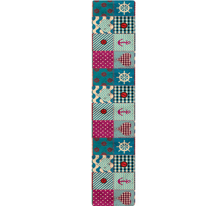 Retro Nautical Patchwork Pattern Print Table Runner