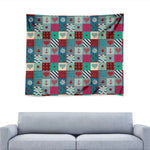 Retro Nautical Patchwork Pattern Print Tapestry