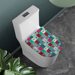 Retro Nautical Patchwork Pattern Print Toilet Lid Cover