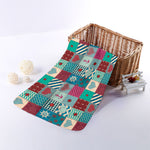 Retro Nautical Patchwork Pattern Print Towel