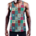Retro Nautical Patchwork Pattern Print Men's Workout Tank Top