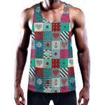 Retro Nautical Patchwork Pattern Print Training Tank Top
