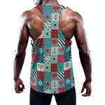 Retro Nautical Patchwork Pattern Print Training Tank Top