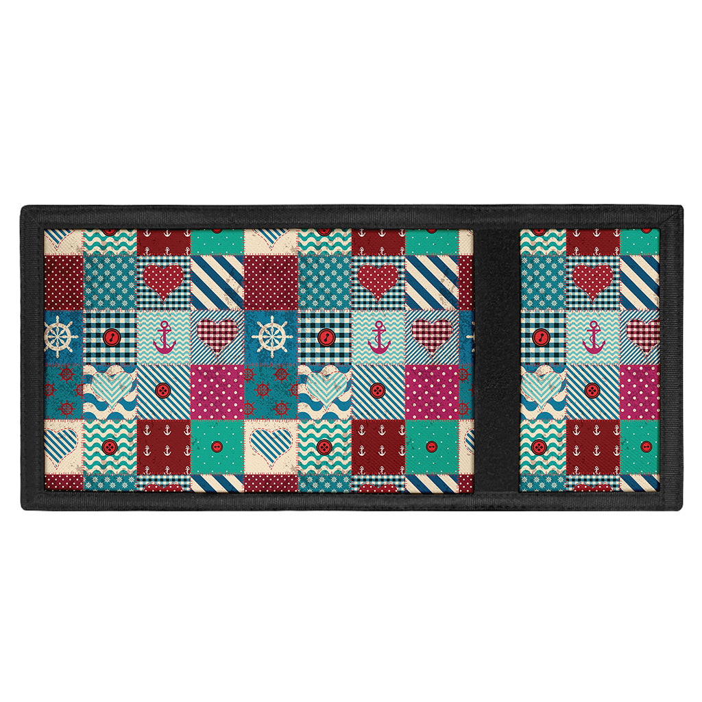 Retro Nautical Patchwork Pattern Print Trifold Wallet