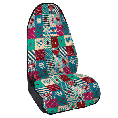 Retro Nautical Patchwork Pattern Print Waterproof Car Seat Cover