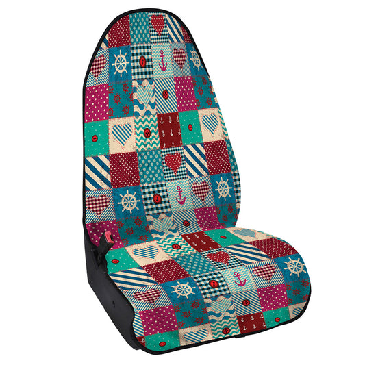 Retro Nautical Patchwork Pattern Print Waterproof Car Seat Cover