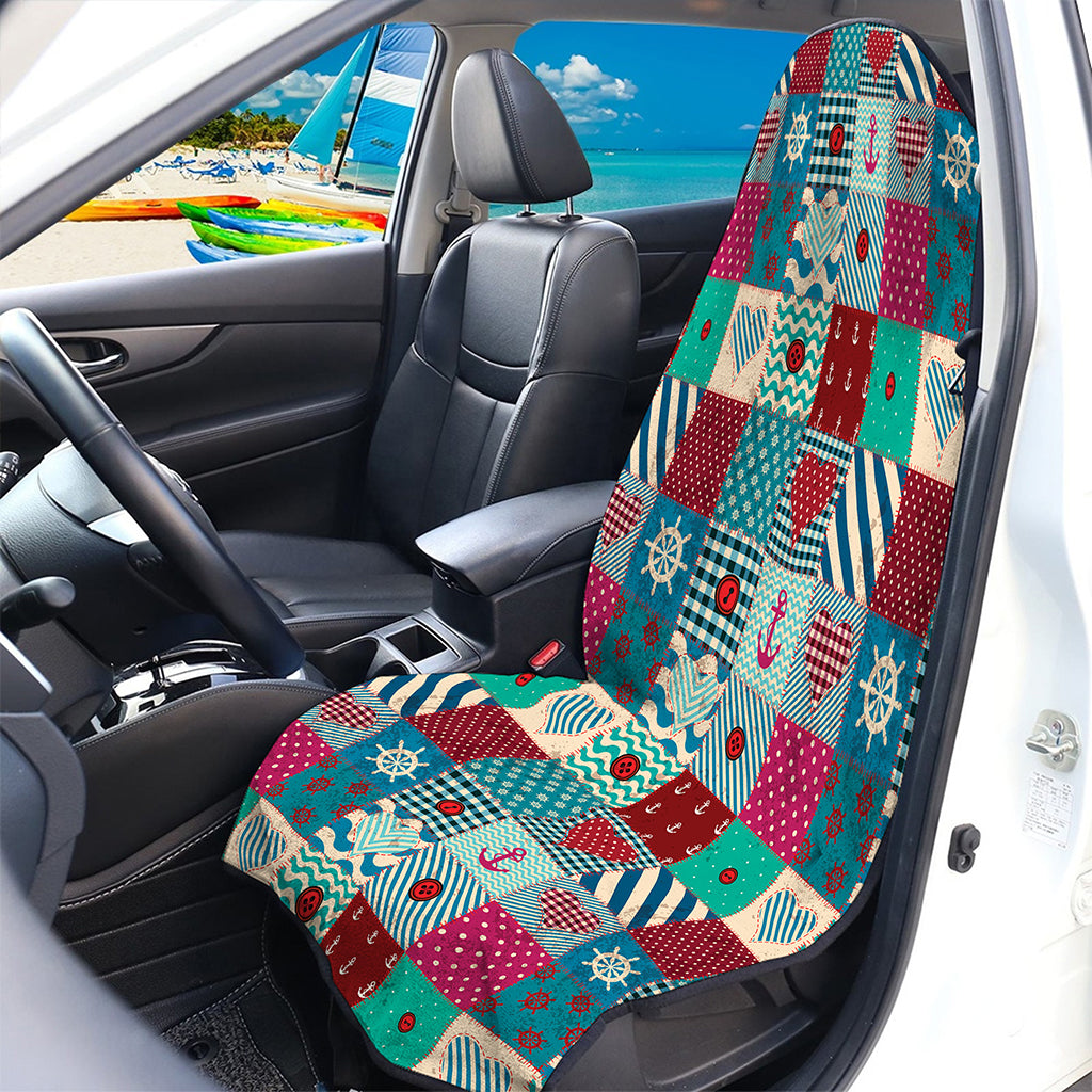 Retro Nautical Patchwork Pattern Print Waterproof Car Seat Cover