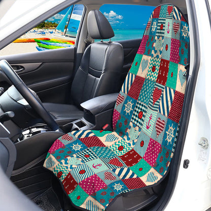 Retro Nautical Patchwork Pattern Print Waterproof Car Seat Cover