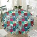 Retro Nautical Patchwork Pattern Print Waterproof Round Tablecloth