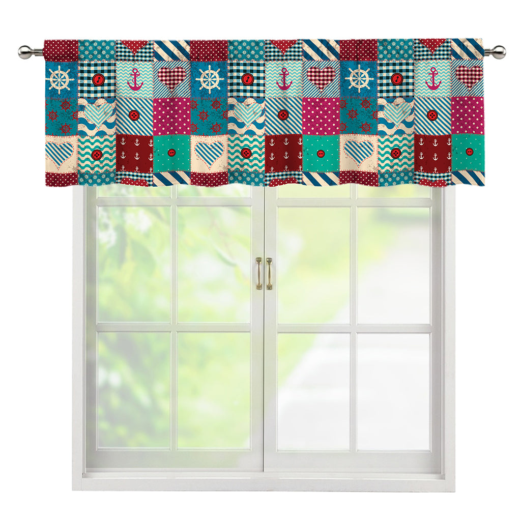 Retro Nautical Patchwork Pattern Print Window Valance