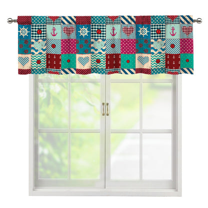 Retro Nautical Patchwork Pattern Print Window Valance