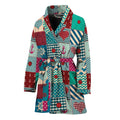 Retro Nautical Patchwork Pattern Print Women's Bathrobe