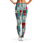 Retro Nautical Patchwork Pattern Print Women's Leggings