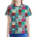 Retro Nautical Patchwork Pattern Print Women's Polo Shirt